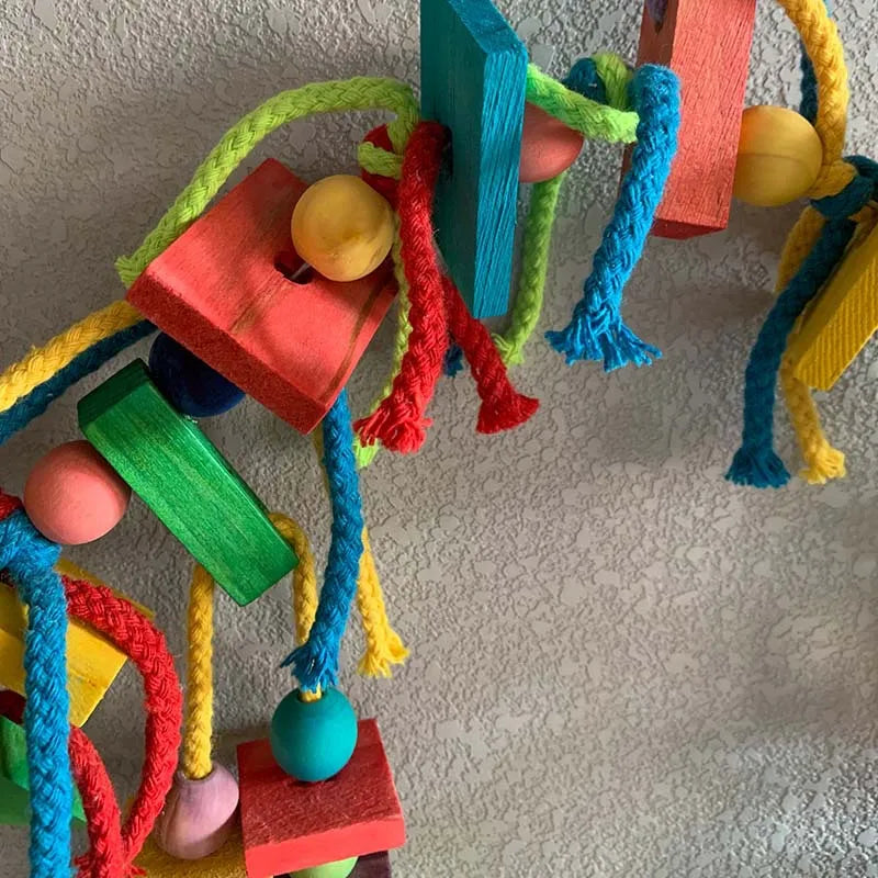 Colourful Wooden Parrot Chew & Play Toy