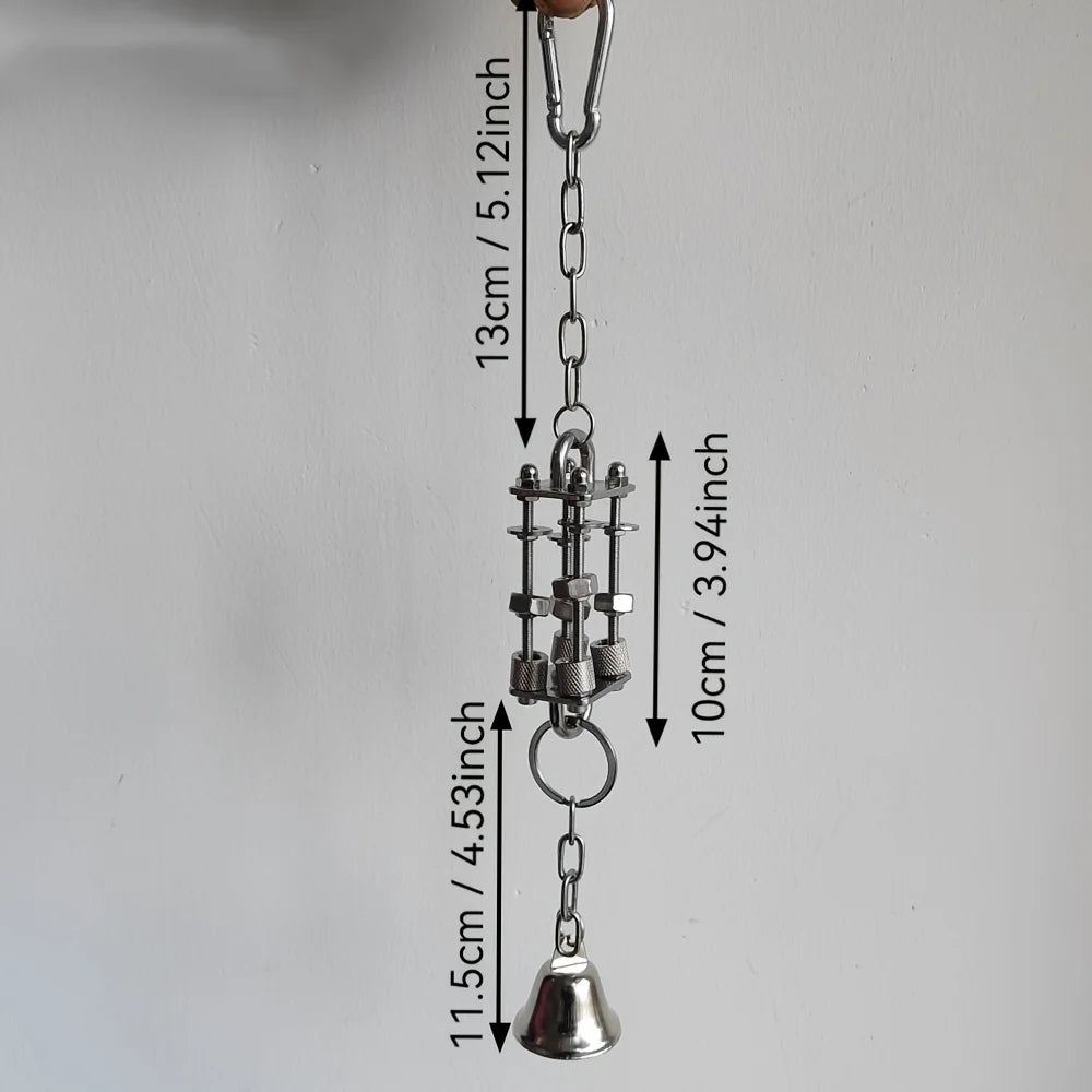 Stainless Steel Bell Bead Swing Chew Toy for Parakeets & Cockatiels