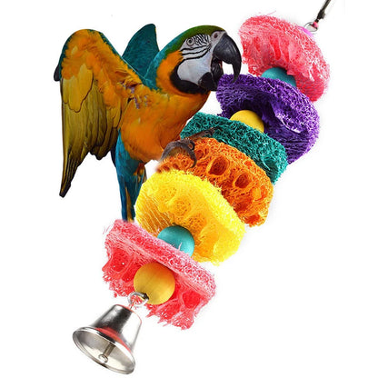Natural Loofah Ring Bell Swing Toy for Cockatiels & Parakeets