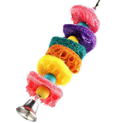 Natural Loofah Ring Bell Swing Toy for Cockatiels & Parakeets