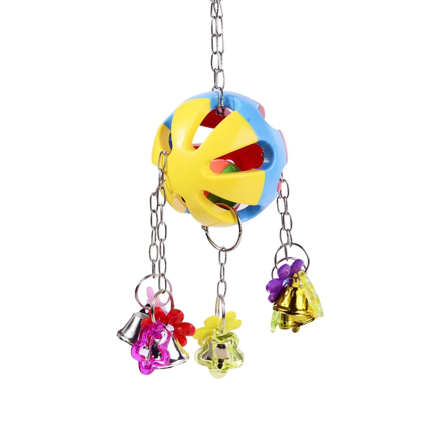 Acrylic Colourful Bell Ball Hanging Toy for Parakeets & Parrots