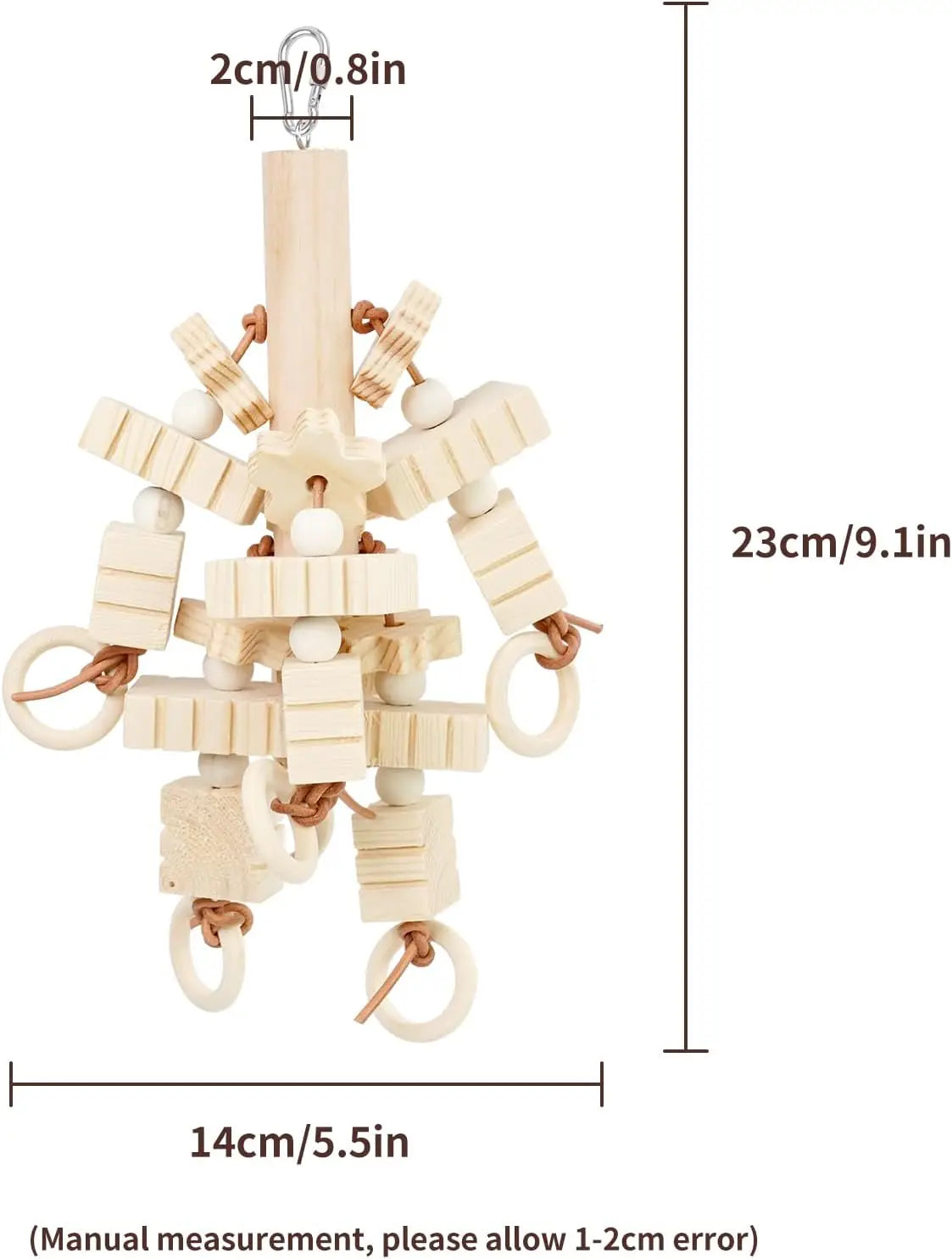 Natural Wooden Block Chew Toy for Cockatiels, African Greys & Macaws