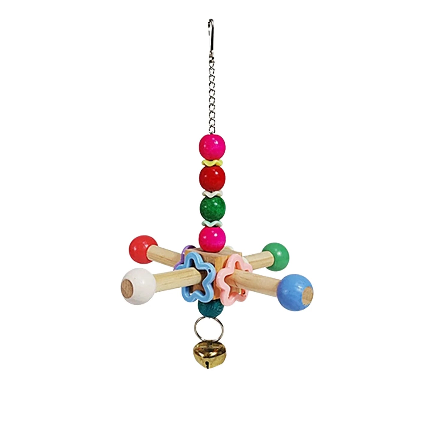 Multicoloured Cotton Rope & Wooden Bead Climbing Toy for Birds
