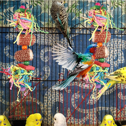 Colourful Bird Chewing & Shredding Foraging Toy with Bell – 2 or 3 Pack