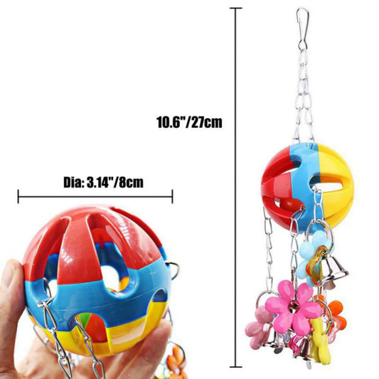 Acrylic Colourful Bell Ball Hanging Toy for Parakeets & Parrots