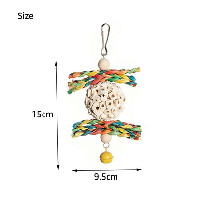 Natural Corn Husk & Rattan Ball Molar Chew Toy for Parrots