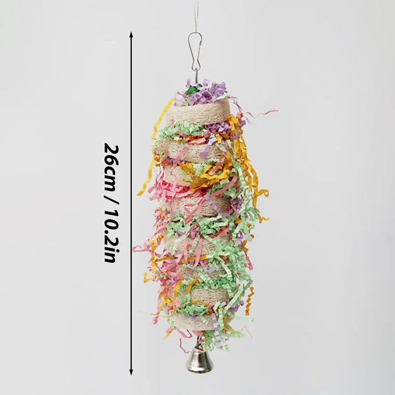 Natural Loofah Swing & Bell Hanging Toy for Parrots