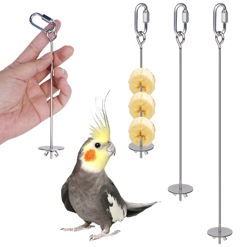 Stainless Steel Fruit Fork Bird Feeder for Parrots – 1 or 2 Pack