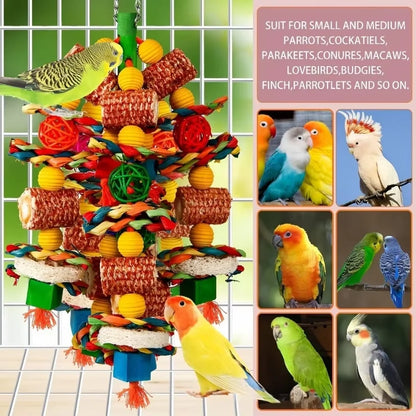 Large Natural Wood & Rattan Ball Foraging Toy for Macaws & Cockatoos