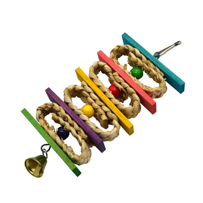 Multicoloured Cotton Rope & Wooden Bead Climbing Toy for Birds