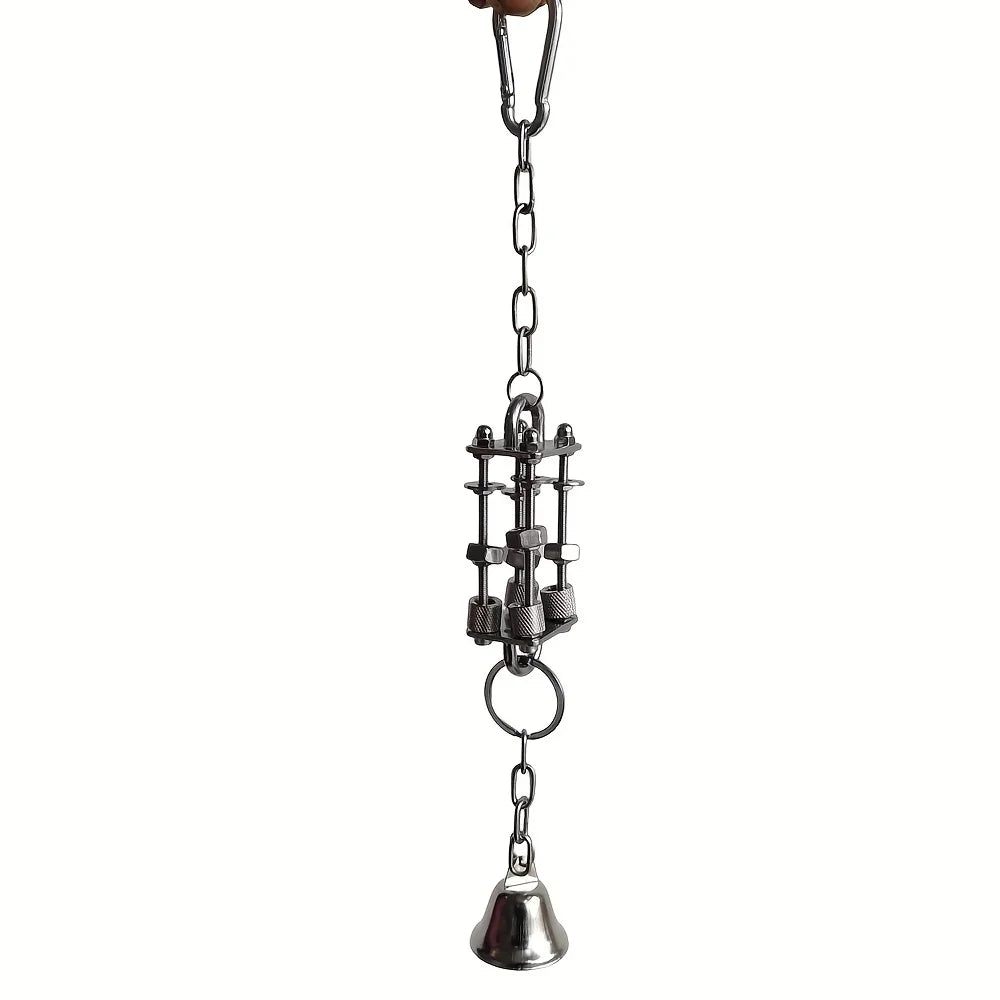 Stainless Steel Bell Bead Swing Chew Toy for Parakeets & Cockatiels