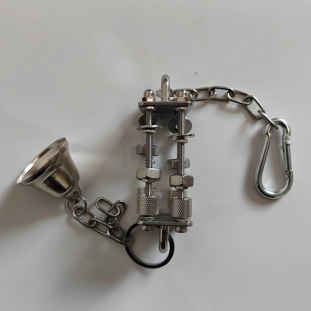 Stainless Steel Bell Bead Swing Chew Toy for Parakeets & Cockatiels