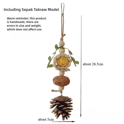 Cotton Rope & Pine Cone Parrot Chew Toy for Cockatiels