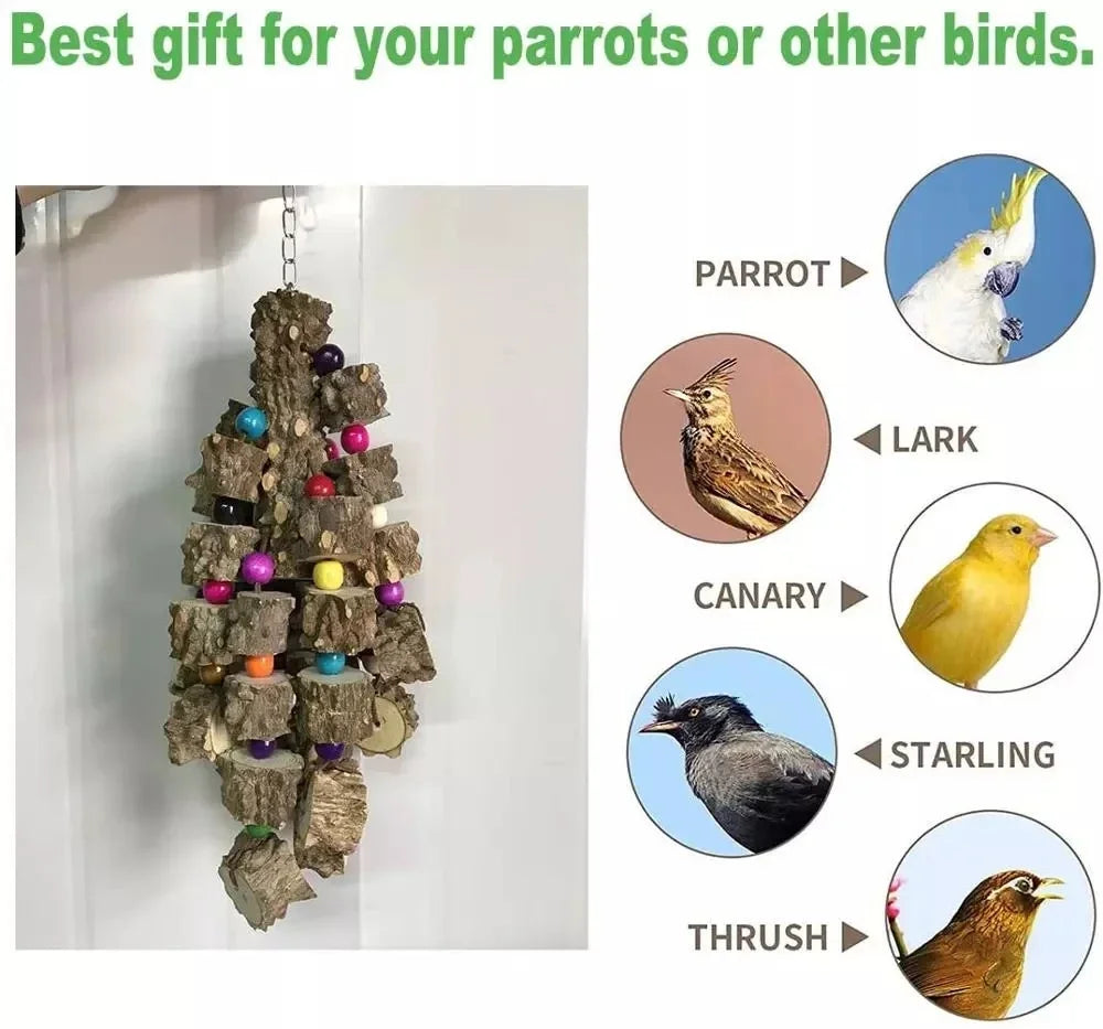 Natural Pepperwood Hanging Chew Toy for African Greys, Macaws & Cockatoos
