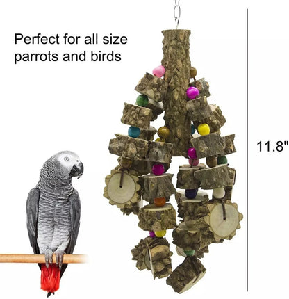 Natural Pepperwood Hanging Chew Toy for African Greys, Macaws & Cockatoos