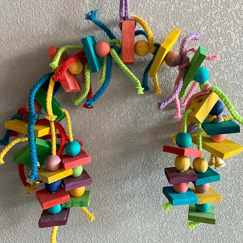 Colourful Wooden Parrot Chew & Play Toy