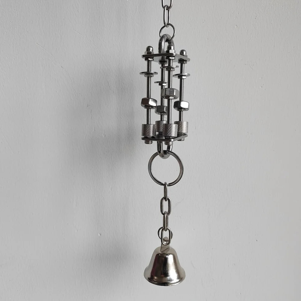 Stainless Steel Bell Bead Swing Chew Toy for Parakeets & Cockatiels