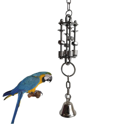 Stainless Steel Bell Bead Swing Chew Toy for Parakeets & Cockatiels