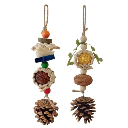 Cotton Rope & Pine Cone Parrot Chew Toy for Cockatiels