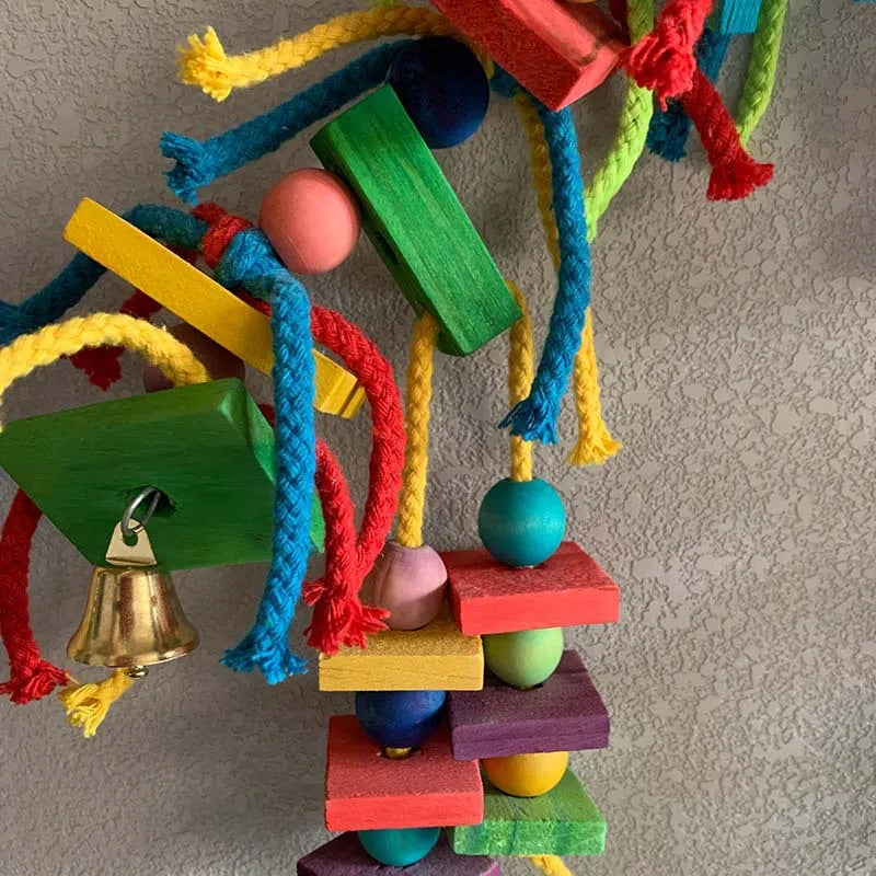 Colourful Wooden Parrot Chew & Play Toy