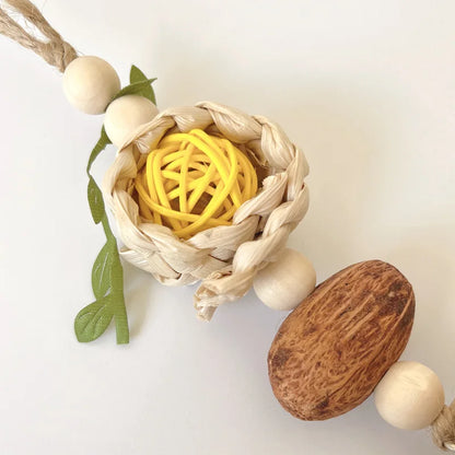 Cotton Rope & Pine Cone Parrot Chew Toy for Cockatiels