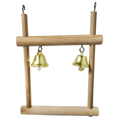 8-Piece Wooden Parrot Toy Combo Set – Swing, Bell, Ladder & More