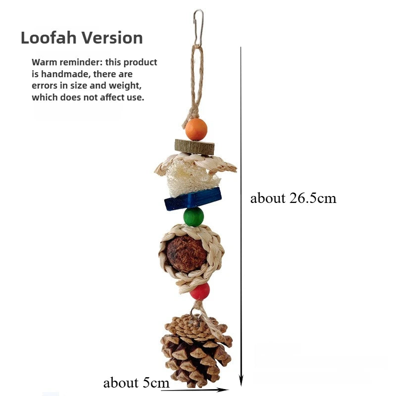 Cotton Rope & Pine Cone Parrot Chew Toy for Cockatiels