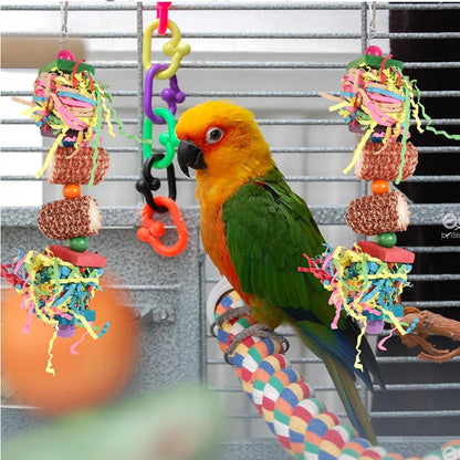 Colourful Bird Chewing & Shredding Foraging Toy with Bell – 2 or 3 Pack